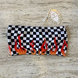 *SOLD* Malianna racing flag print tube top